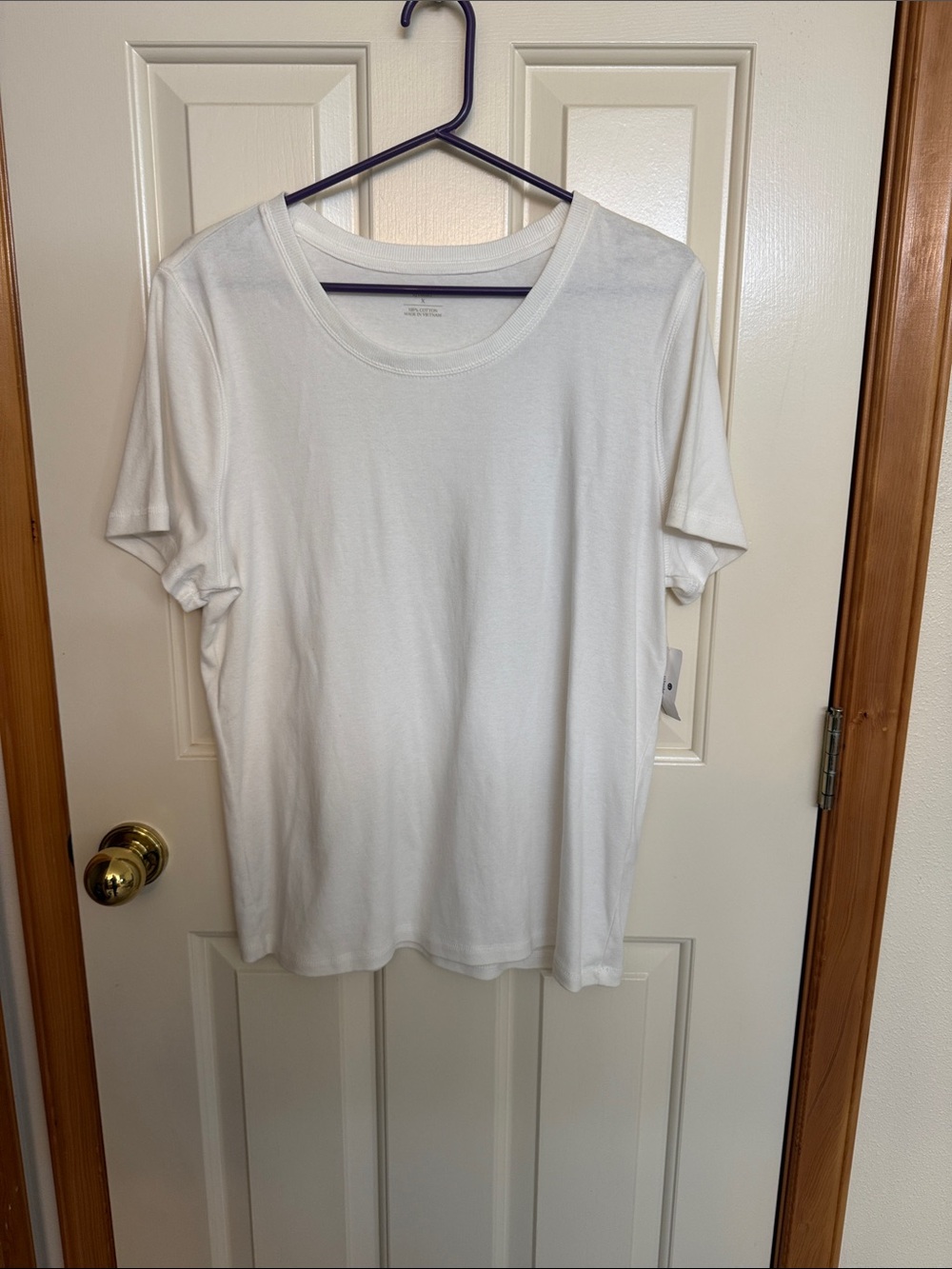 CJ Banks White Short Sleeve Crew Neck Top